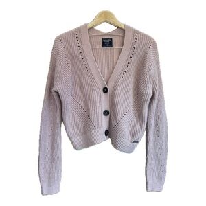 Abercrombie & Fitch Pink Y2K Button-Up Sweater Cardigan Crop Women Size Medium